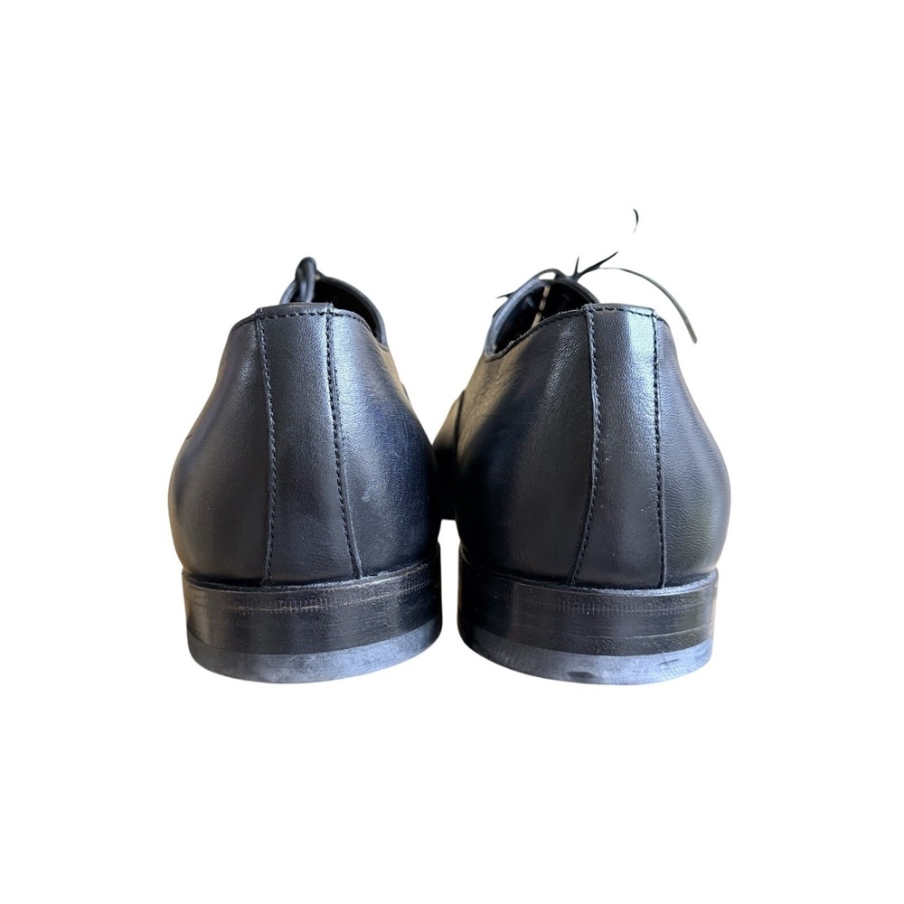 Santoni Mens Black Leather Cap Toe Oxford Dress Shoes Made in Italy Size 9.5 D - Picture 5 of 8